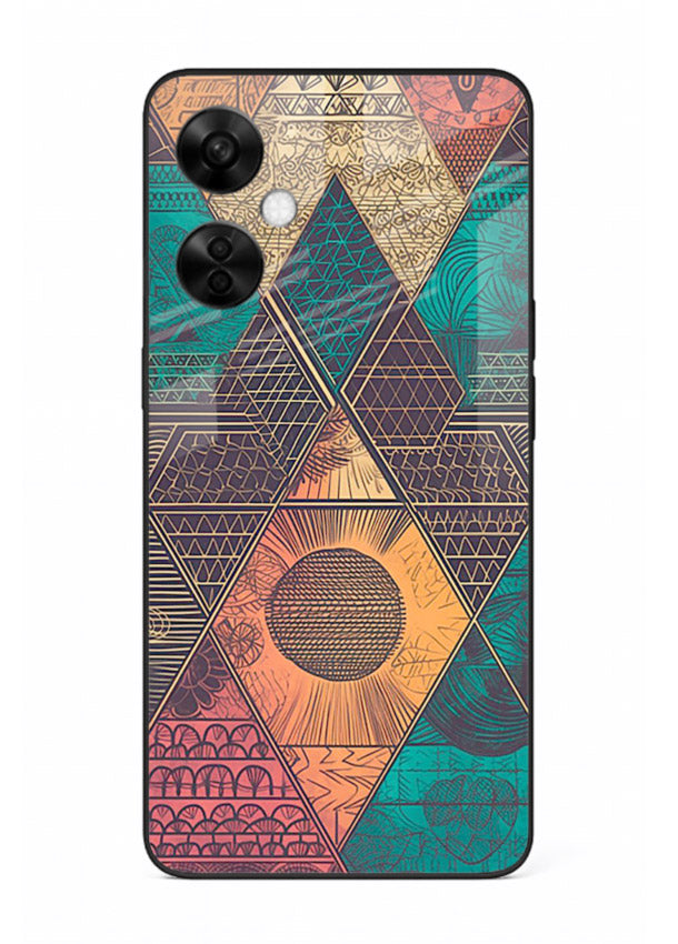 Geometric Tribal Sunset tribal geometric sunset pattern OnePlus Nord CE3 Lite glass back cover