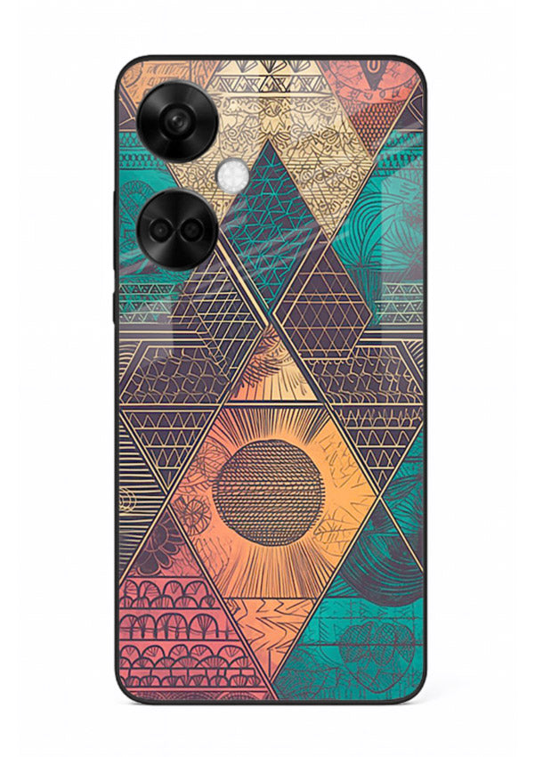 Geometric Tribal Sunset tribal geometric sunset pattern OnePlus Nord CE3 glass back cover