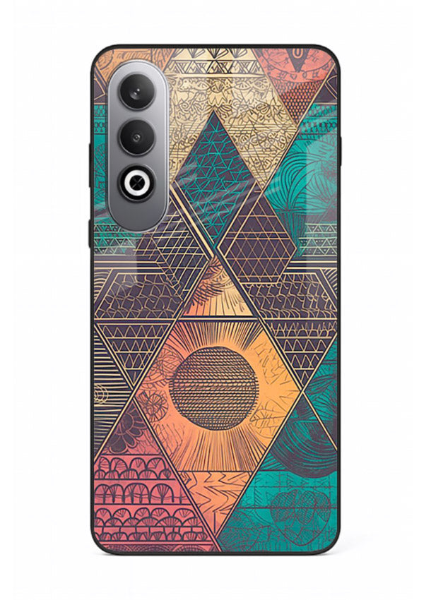 Geometric Tribal Sunset tribal geometric sunset pattern OnePlus Nord CE4 glass back cover
