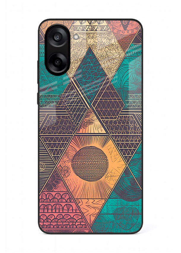 Geometric Tribal Sunset tribal geometric sunset pattern OnePlus Nord CE5 glass back cover