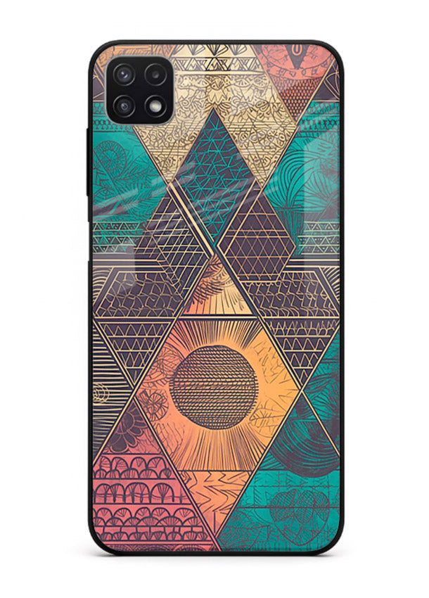 Geometric Tribal Sunset tribal geometric sunset pattern Samsung F42 5G glass back cover