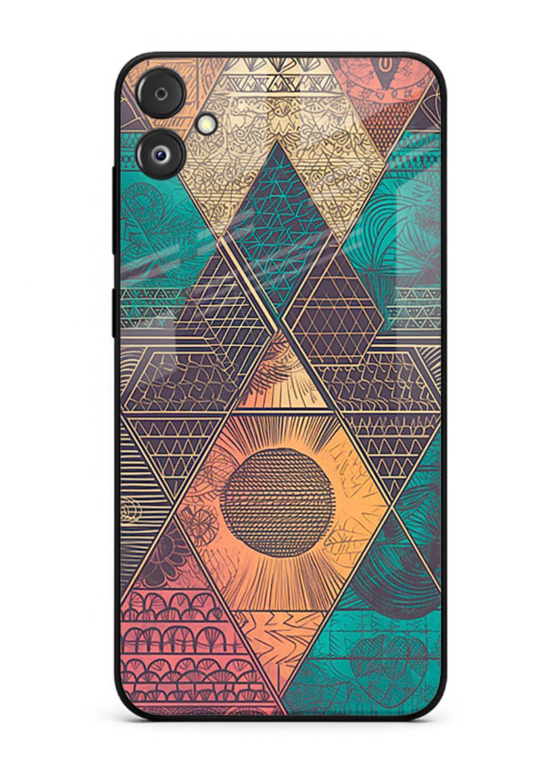 Geometric Tribal Sunset tribal geometric sunset pattern Samsung F14 5G glass back cover