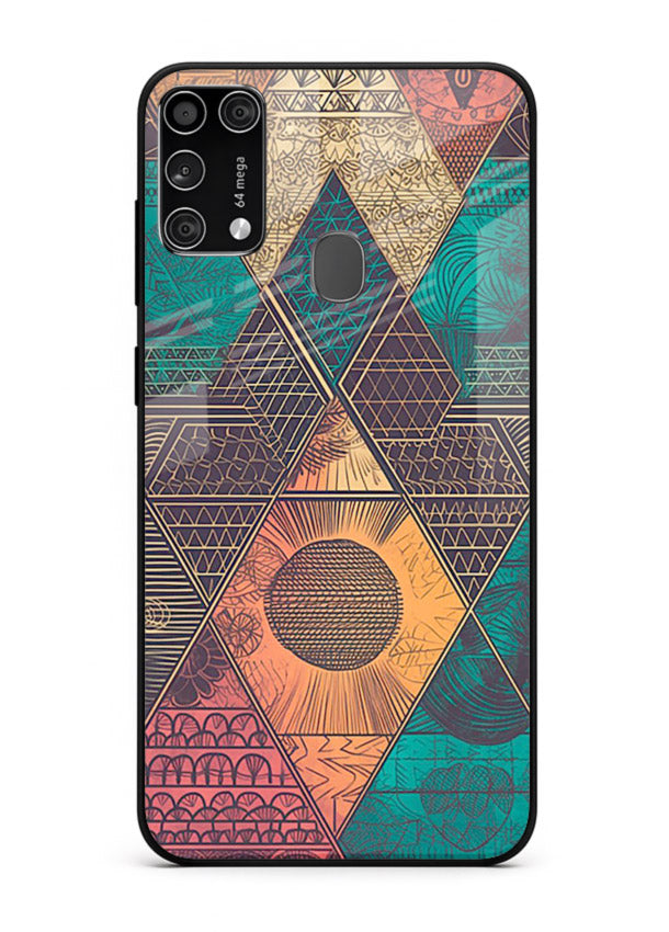 Geometric Tribal Sunset tribal geometric sunset pattern Samsung M31 Prime glass back cover