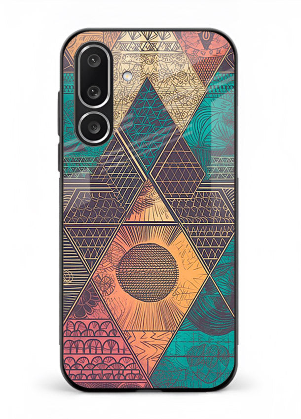 Geometric Tribal Sunset tribal geometric sunset pattern Samsung M36 5G glass back cover