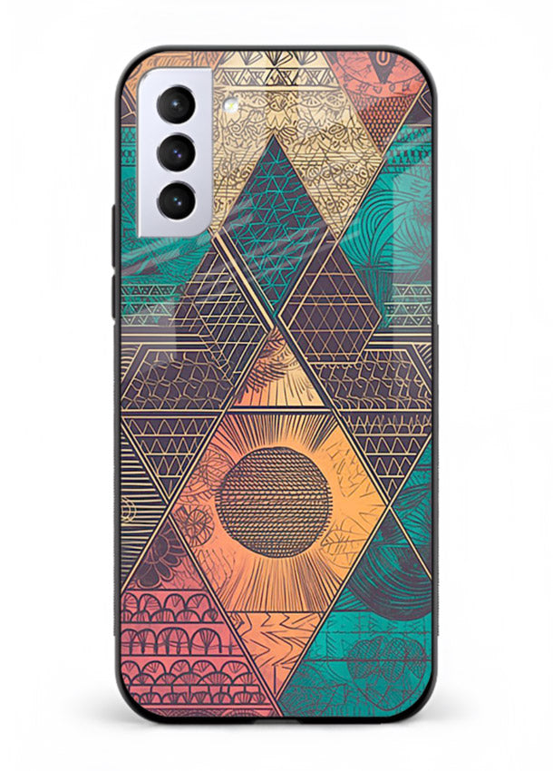 Geometric Tribal Sunset tribal geometric sunset pattern Samsung S21 FE glass back cover