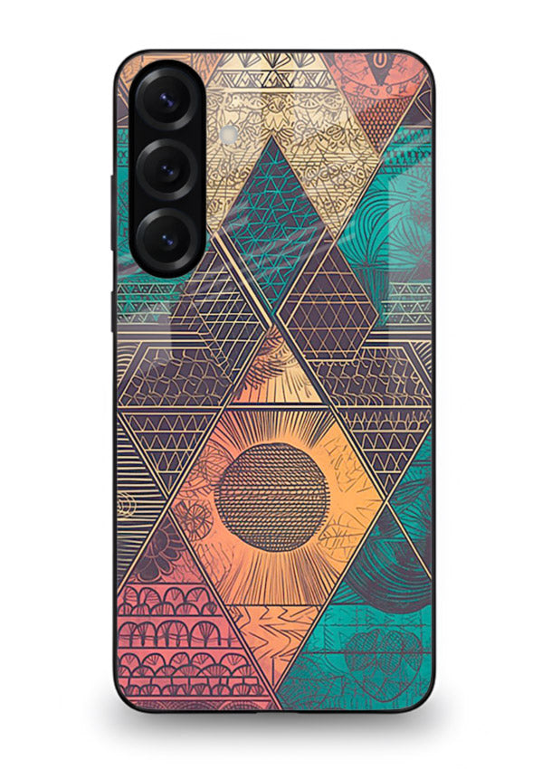 Geometric Tribal Sunset tribal geometric sunset pattern Samsung S23 FE glass back cover