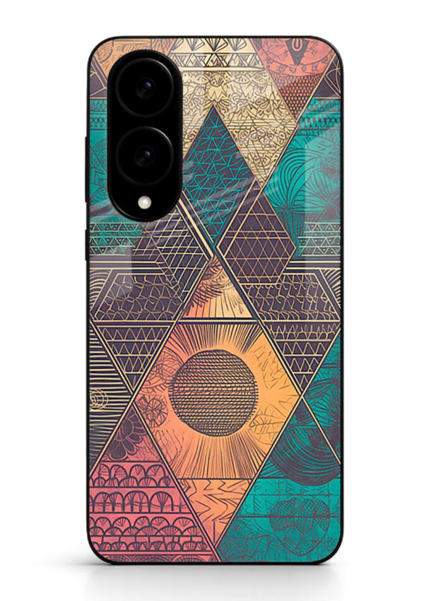 Geometric Tribal Sunset tribal geometric sunset pattern Samsung S25 Edge glass back cover