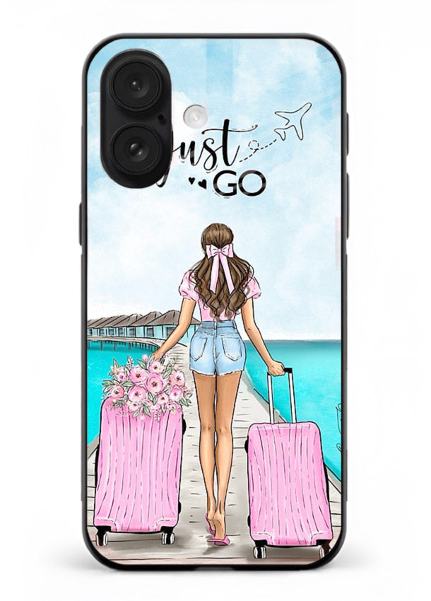 Girl Airport Departure illustration iphone 16 glass back cover