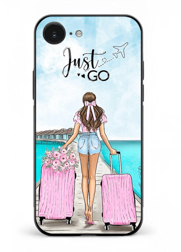 Girl Airport Departure illustration iphone 16e glass back cover