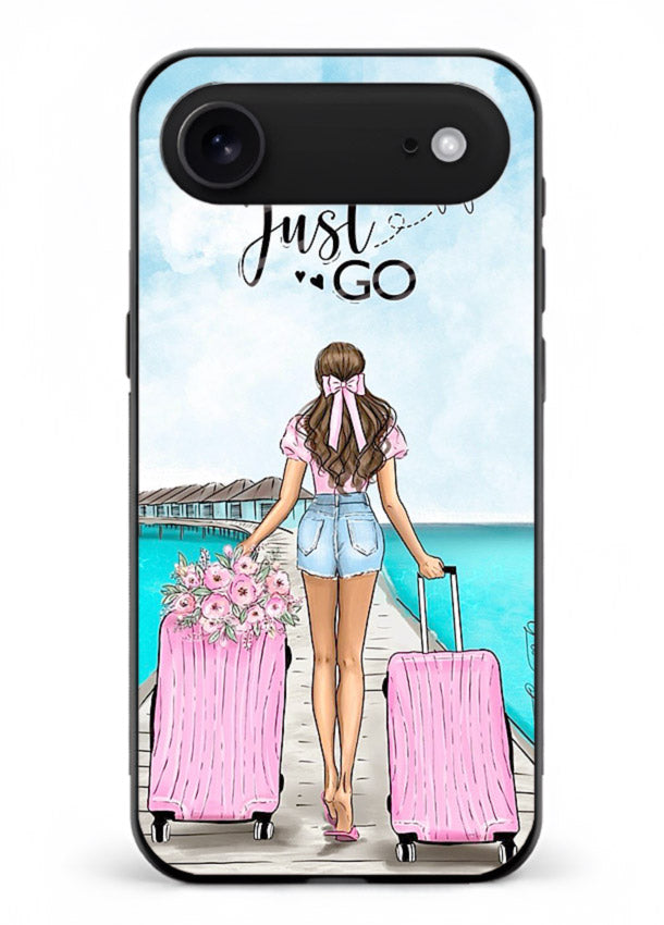 Girl Airport Departure illustration iphone 18 air glass back cover