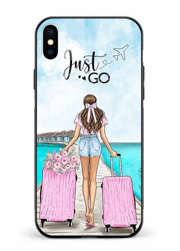 Girl Airport Departure illustration iphone xs max glass back cover