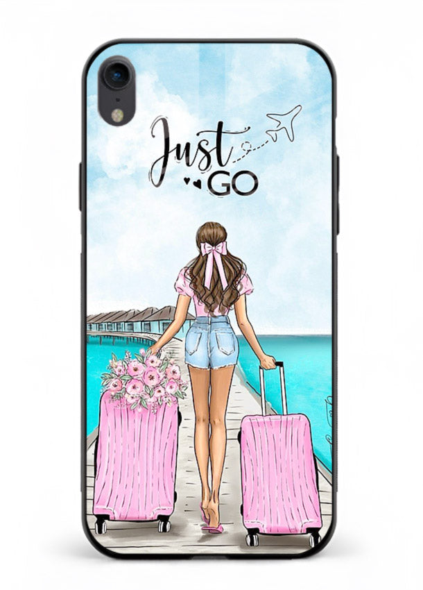 Girl Airport Departure illustration iphone xr glass back cover