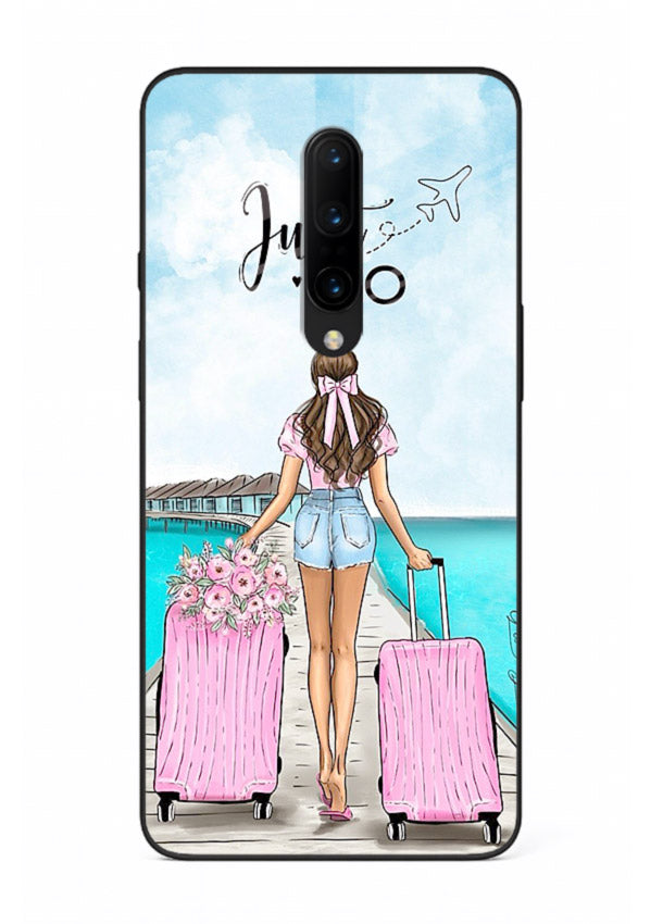 Girl Airport Departure illustration OnePlus 7 Pro glass back cover