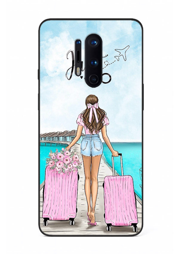 Girl Airport Departure illustration OnePlus 8 Pro glass back cover
