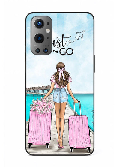 Girl Airport Departure illustration OnePlus 9 glass back cover