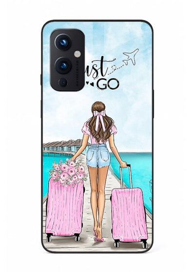 Girl Airport Departure illustration OnePlus 9 Pro glass back cover