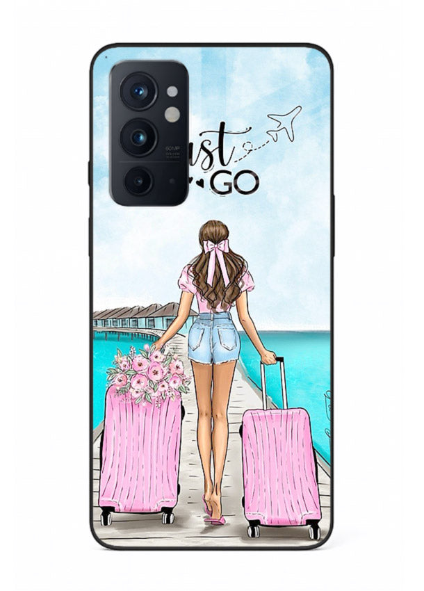 Girl Airport Departure illustration OnePlus 9RT glass back cover