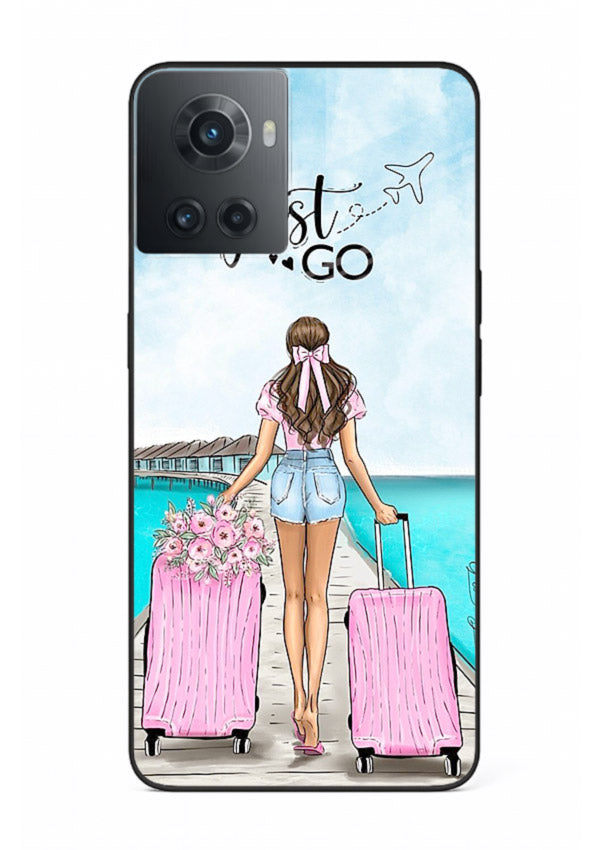 Girl Airport Departure illustration OnePlus 10R glass back cover