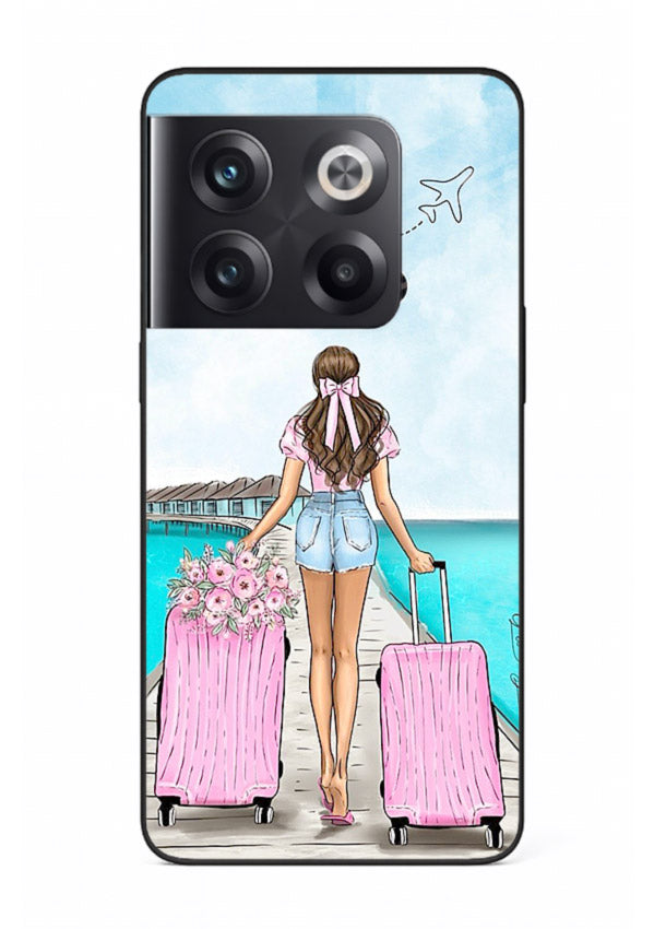 Girl Airport Departure illustration OnePlus 10T glass back cover