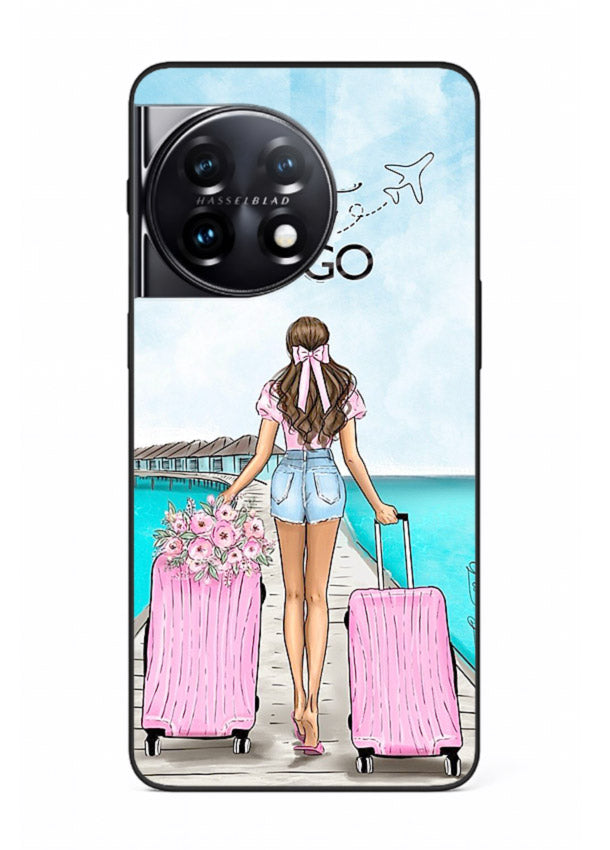 Girl Airport Departure illustration OnePlus 11 glass back cover