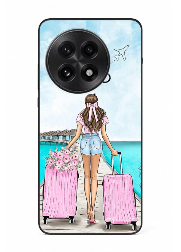 Girl Airport Departure illustration OnePlus 13R glass back cover