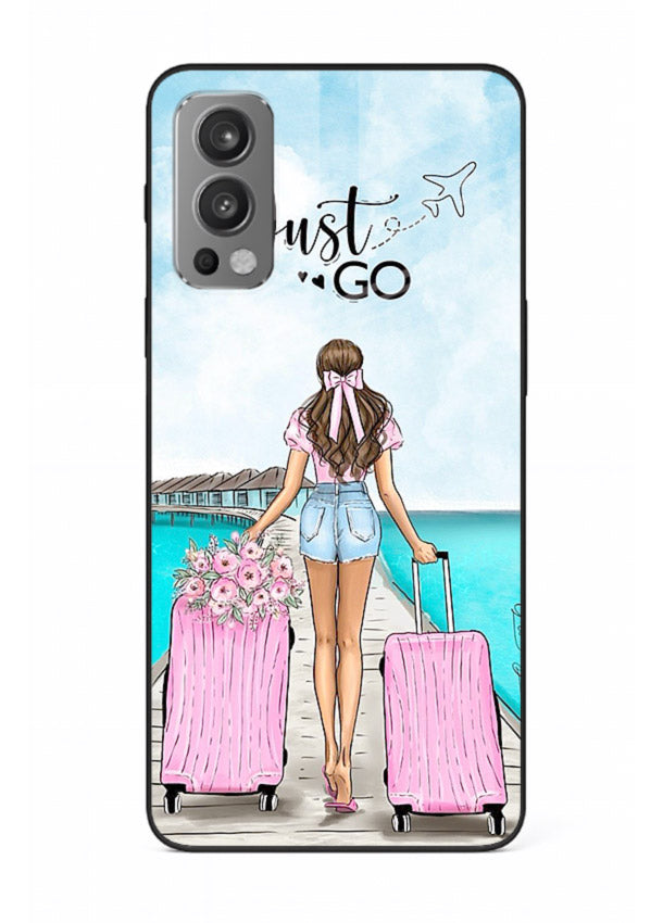 Girl Airport Departure illustration OnePlus Nord 2 glass back cover