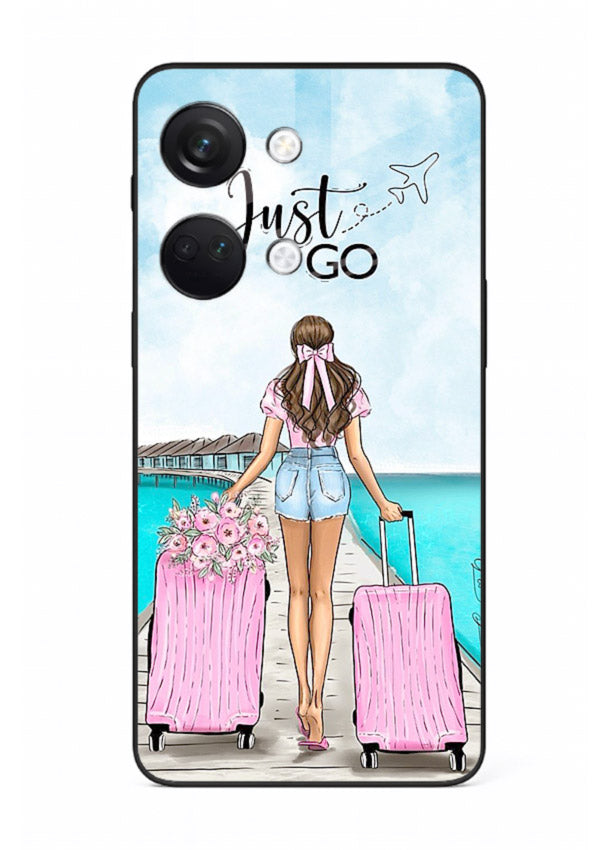 Girl Airport Departure illustration OnePlus Nord 3 glass back cover