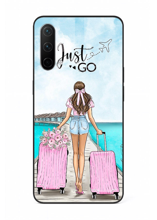 Girl Airport Departure illustration OnePlus Nord CE 5G glass back cover