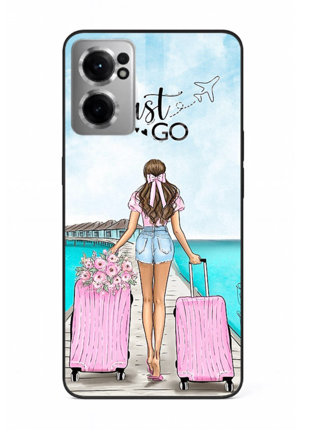 Girl Airport Departure illustration OnePlus Nord CE2 5G glass back cover