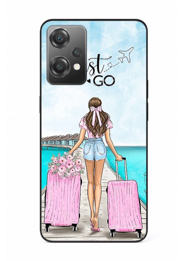 Girl Airport Departure illustration OnePlus Nord CE2 Lite 5G glass back cover