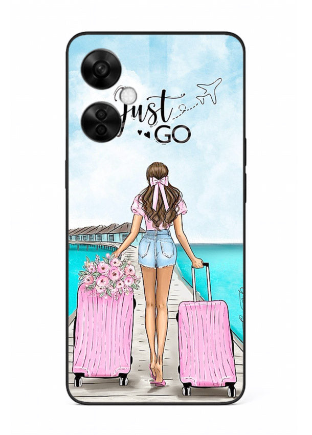 Girl Airport Departure illustration OnePlus Nord CE3 Lite glass back cover