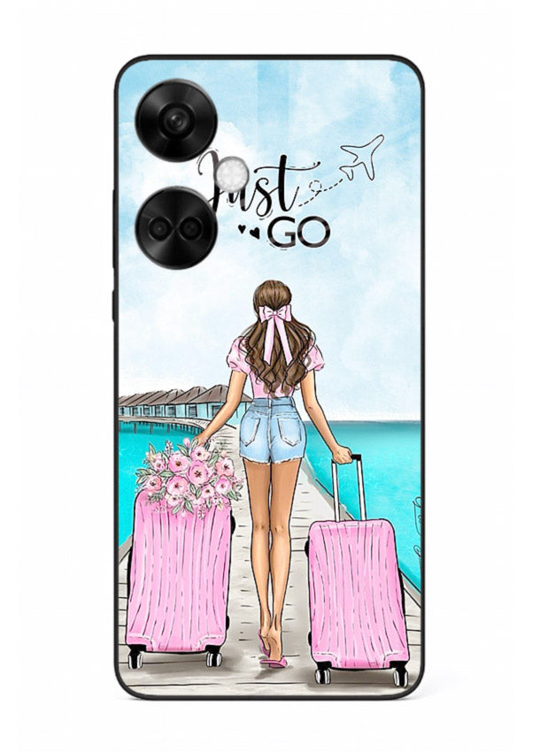 Girl Airport Departure illustration OnePlus Nord CE3 glass back cover