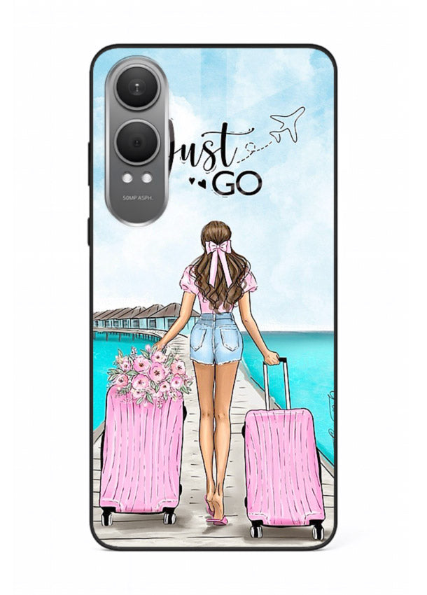 Girl Airport Departure illustration OnePlus Nord CE4 Lite glass back cover