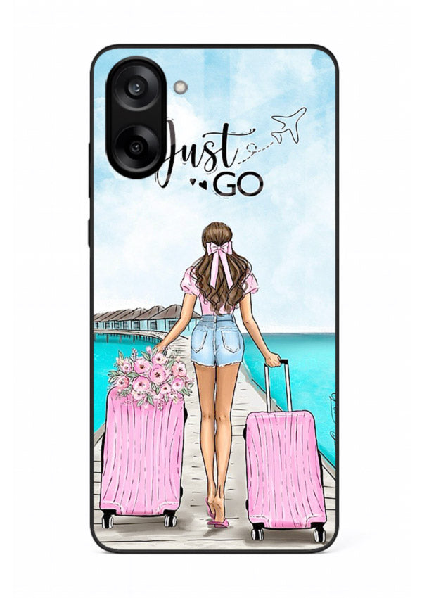 Girl Airport Departure illustration OnePlus Nord CE5 glass back cover