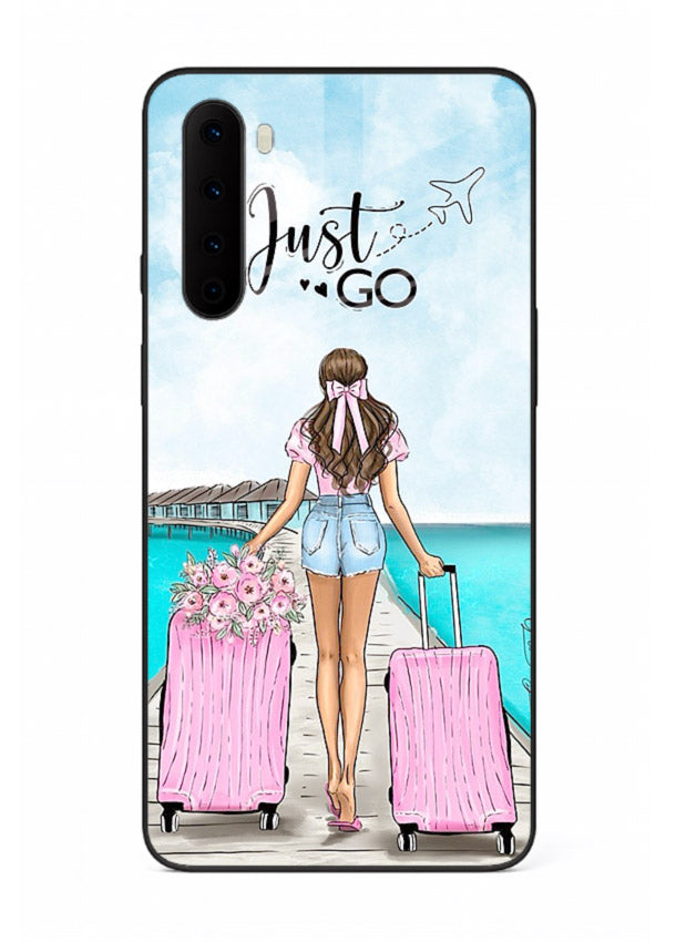 Girl Airport Departure illustration OnePlus Nord glass back cover