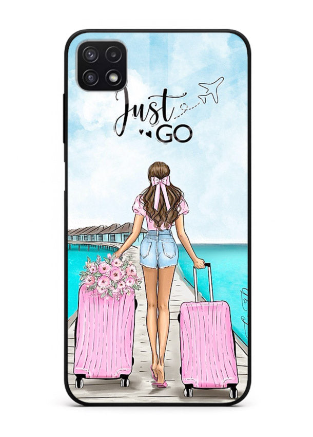 Girl Airport Departure illustration Samsung A22 5G glass back cover