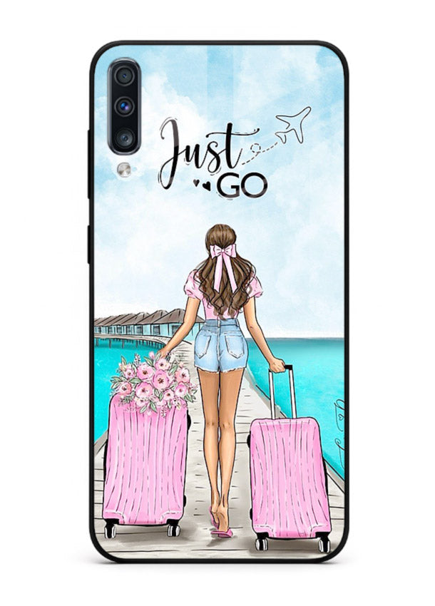Girl Airport Departure illustration Samsung A50 glass back cover