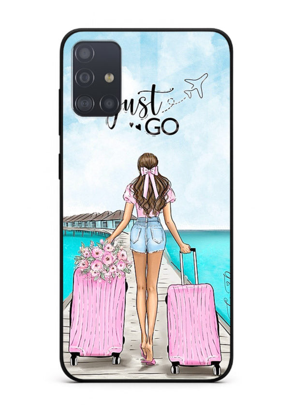 Girl Airport Departure illustration Samsung A51 glass back cover