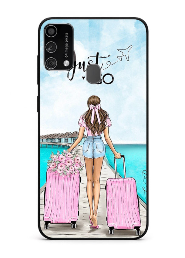Girl Airport Departure illustration Samsung F41 glass back cover