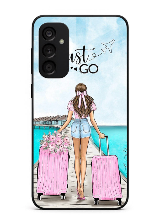 Girl Airport Departure illustration Samsung A14 5G glass back cover