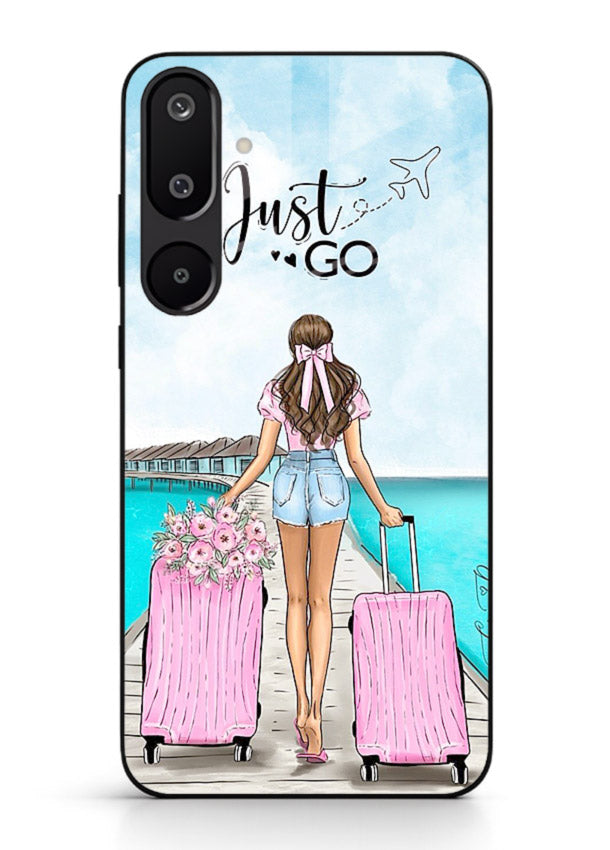 Girl Airport Departure illustration Samsung F16 5G glass back cover