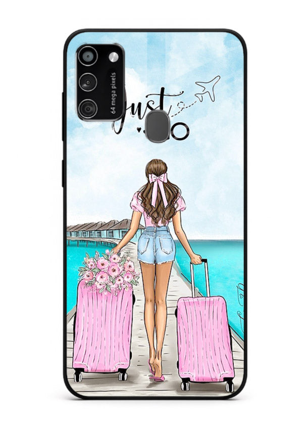 Girl Airport Departure illustration Samsung M30s glass back cover