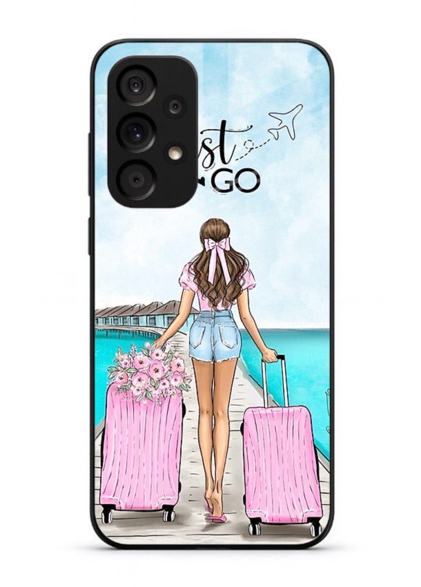 Girl Airport Departure illustration Samsung A33 5G glass back cover