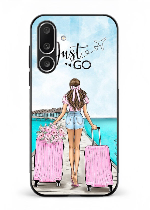 Girl Airport Departure illustration Samsung M36 5G glass back cover