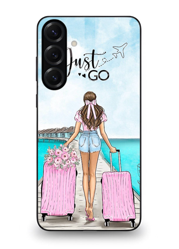 Girl Airport Departure illustration Samsung M35 5G glass back cover