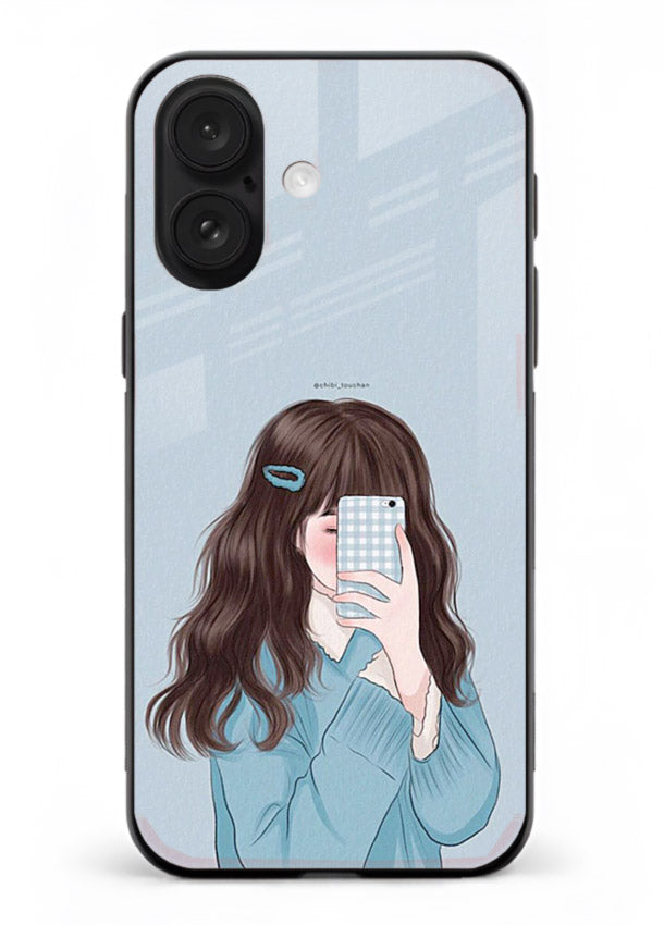 Girl Hiding Face moody illustration iphone 17 glass back cover