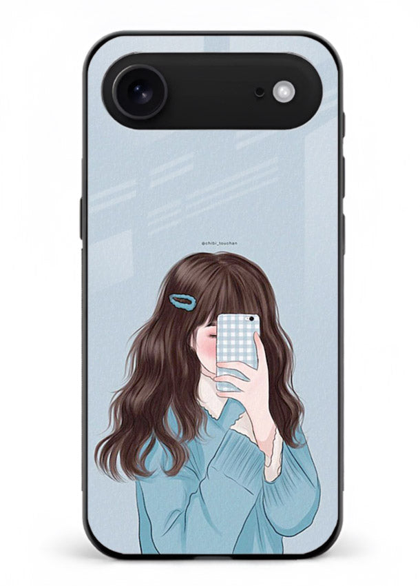 Girl Hiding Face moody illustration iphone 18 air glass back cover