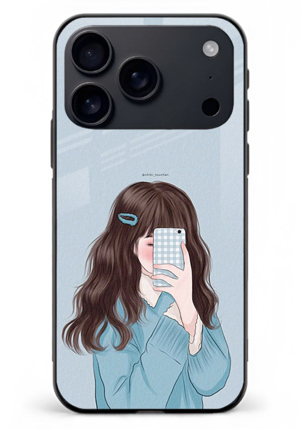 Girl Hiding Face moody illustration iphone 18 pro max glass back cover