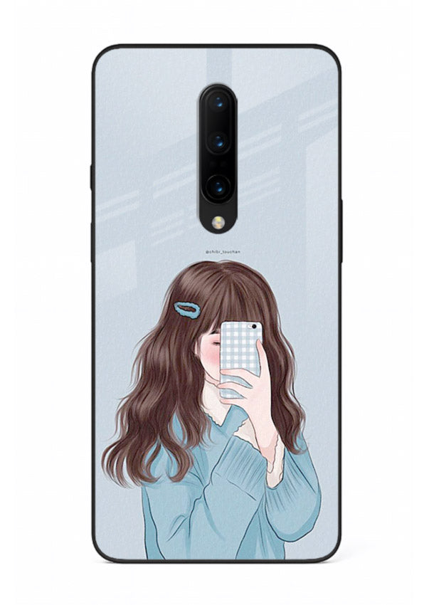 Girl Hiding Face moody illustration OnePlus 7T Pro glass back cover