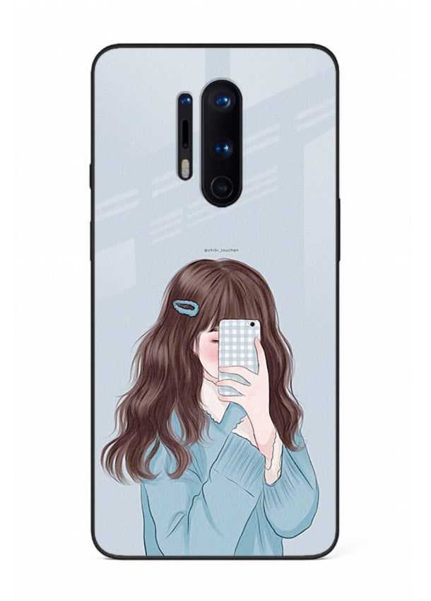 Girl Hiding Face moody illustration OnePlus 8 Pro glass back cover